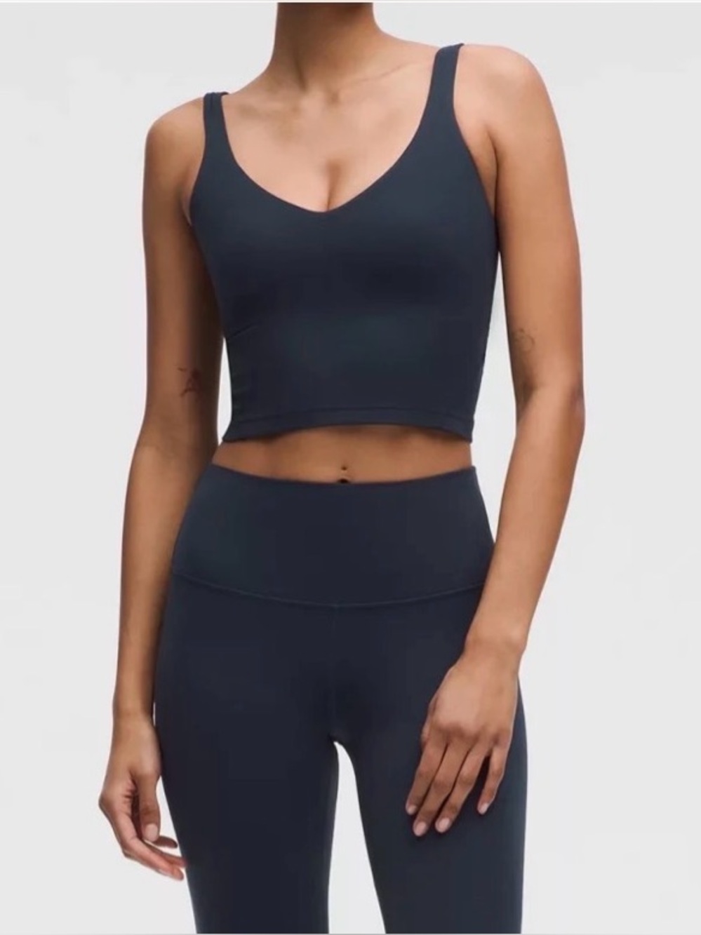 NWT Lululemon Align Tank Navy V-Neck Crop Bralette Top Sz 12 and Shorts Sz 10
